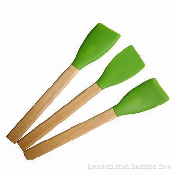 12.5-inch Silicone Spoonula with Wood Handle, Fresh Green
